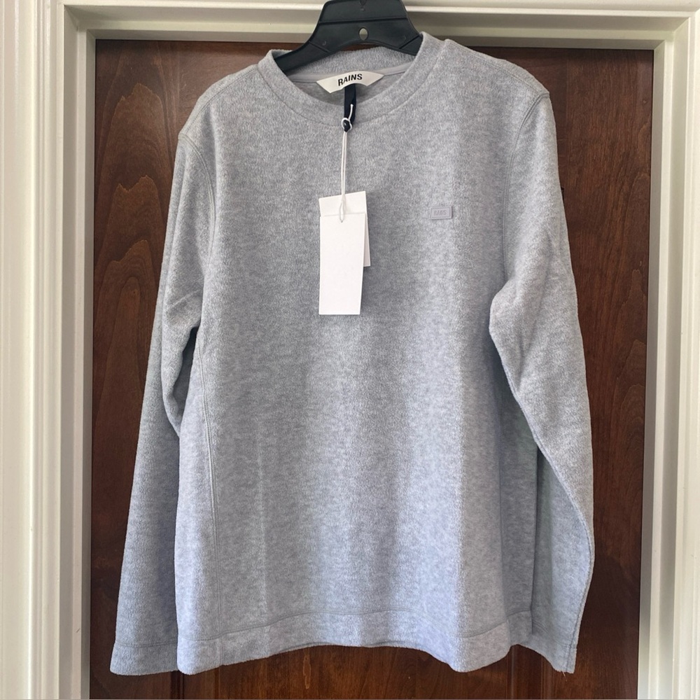 Rains Men’s Addis Fleece Crewneck in  Heather Gray Sz S NWT MSRP $75